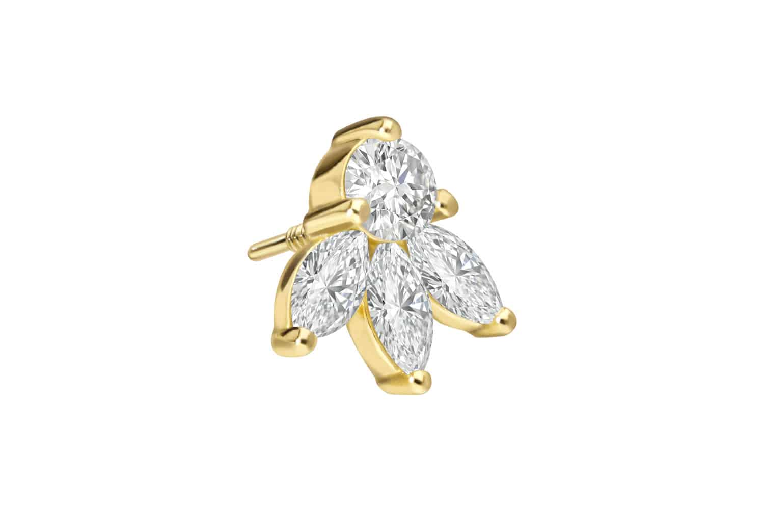 18 Karat Gold Schraubaufsatz mit Außengewinde DIAMANT-LOTUSBLÜTE von Piercingline